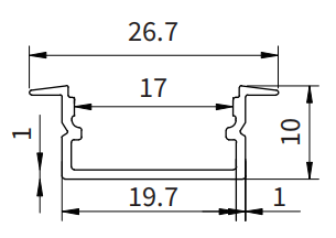 Aluminiumprofil für LED-Streifen 2000x26,7x10mm SL02-HOOLED