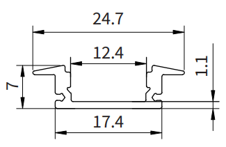 Gipskarton-LED-Leistenprofil 2000x24,7x7mm SL06-HOOLED