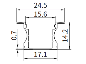 Profili alluminio per led SL11 2000x24.5x14.2mm-HOOLED