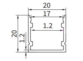 LED Aluminium-Profile SL12  2000x20x20mm-HOOLED