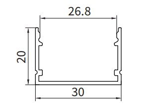 Alu profil für LED streifen SU01 2000x30x20mm-HOOLED