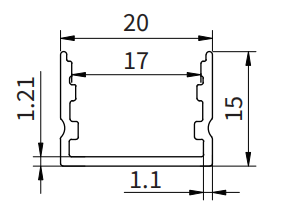 Alu profil für LED streifen SU03 2000x20x15mm-HOOLED